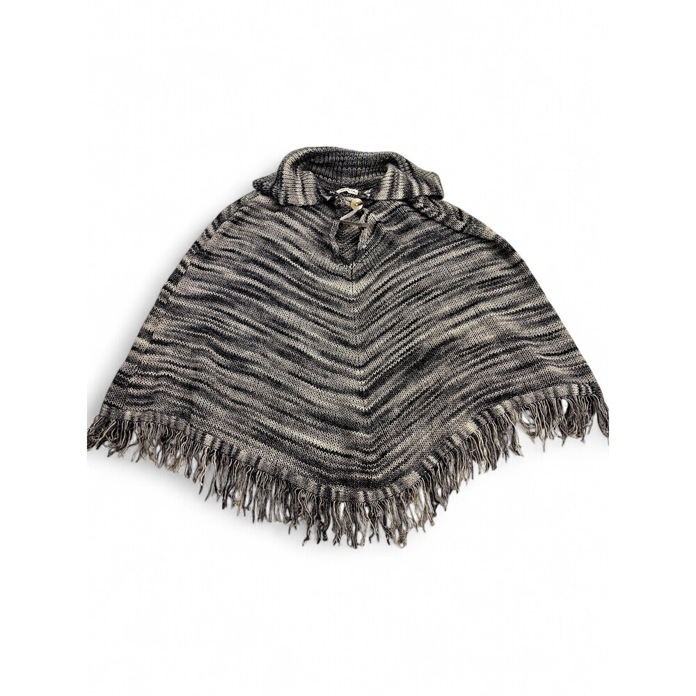 Urban Outfitters Marled Knit Fringe Poncho Cape - One Size/L